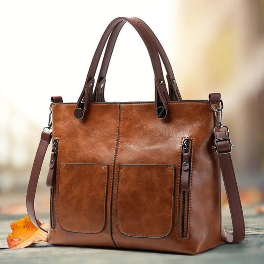 Borsa a Tracolla da Donna in Pelle Vintage Elegante Fatta a Mano