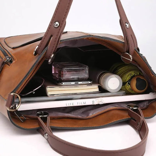 Borsa a Tracolla da Donna in Pelle Vintage Elegante Fatta a Mano