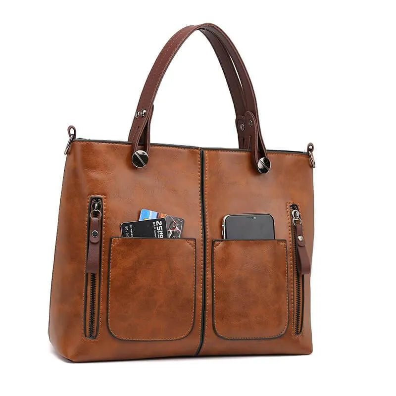 Borsa a Tracolla da Donna in Pelle Vintage Elegante Fatta a Mano