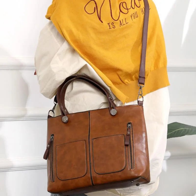 Borsa a Tracolla da Donna in Pelle Vintage Elegante Fatta a Mano