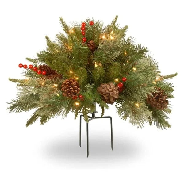 Sapin de Noël Artificiel Pré-éclairé Réaliste 18 Pouces avec Lumières LED