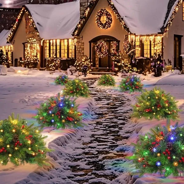 Sapin de Noël Artificiel Pré-éclairé Réaliste 18 Pouces avec Lumières LED