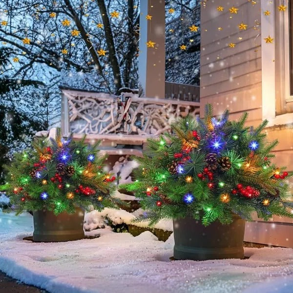 Sapin de Noël Artificiel Pré-éclairé Réaliste 18 Pouces avec Lumières LED