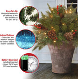 Sapin de Noël Artificiel Pré-éclairé Réaliste 18 Pouces avec Lumières LED