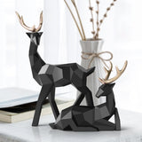 Sculpture de Cerf Abstrait - Paire Élégante en Résine