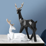 Sculpture de Cerf Abstrait - Paire Élégante en Résine