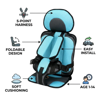 Siège Rehausseur Voiture Portable Pliable Avec Harnais 5 Points