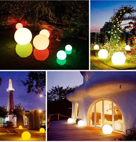 SphereBright - Lampada Sferica da Giardino Resistente alle Intemperie con Telecomando e 16 Colori