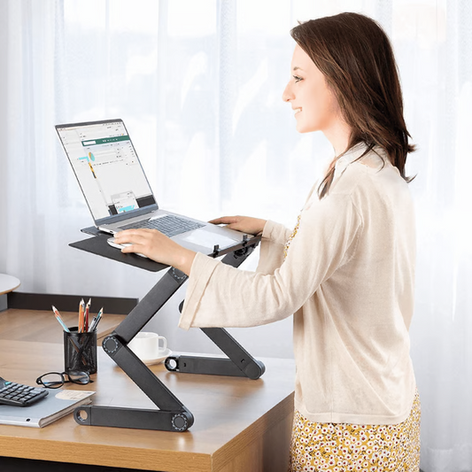 Support per Laptop Regolabile in Alluminio con Tappetino per Mouse Staccabile