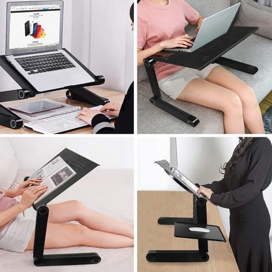 Support per Laptop Regolabile in Alluminio con Tappetino per Mouse Staccabile
