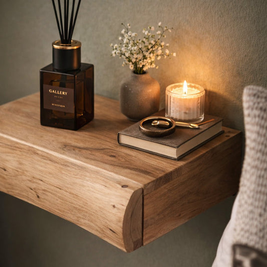 Comodini Sospesi in Legno di Acacia - Design Compatto ed Elegante