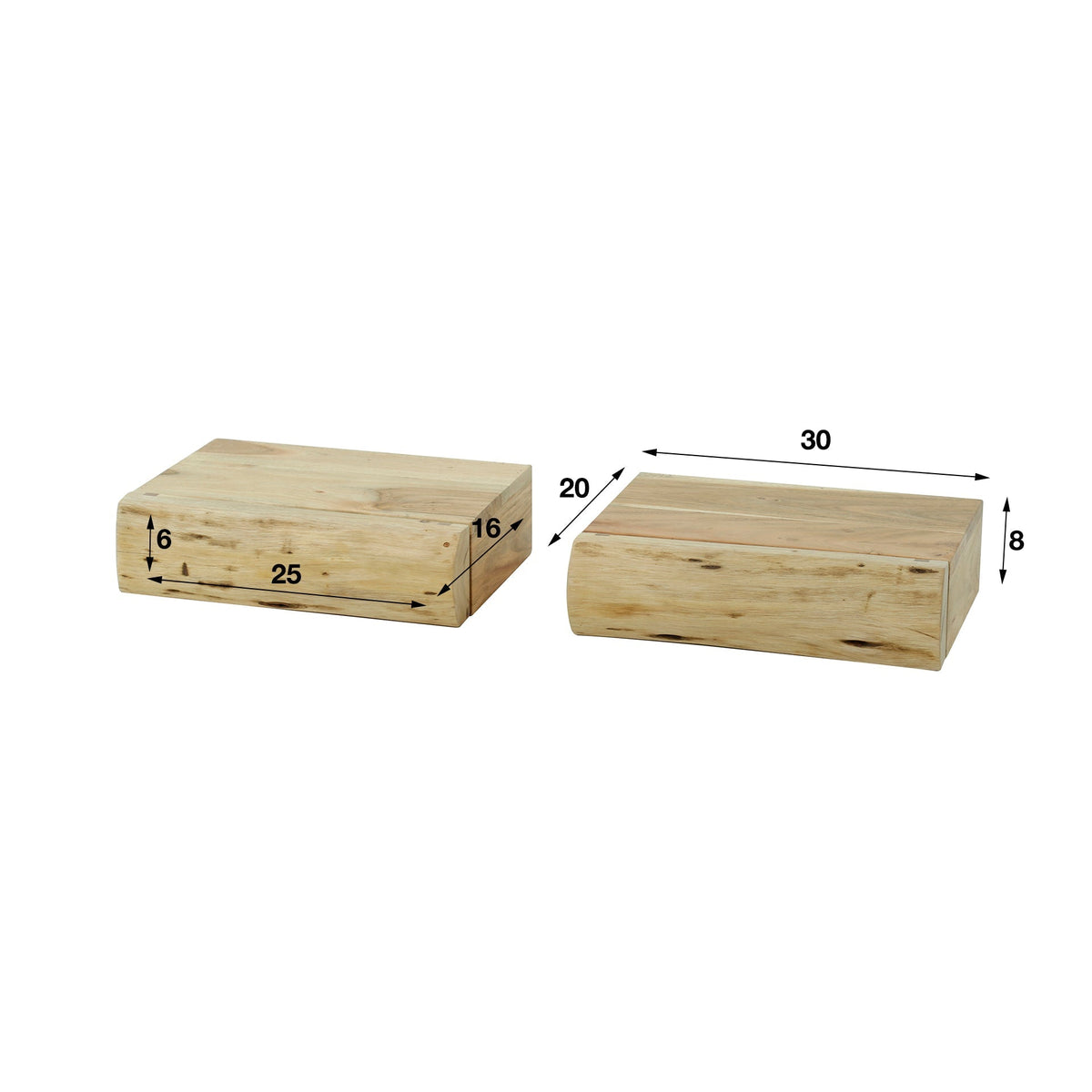 Comodini Sospesi in Legno di Acacia - Design Compatto ed Elegante