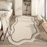 Tapis Beige Antidérapant en Peluche pour Salon - Design Minimaliste
