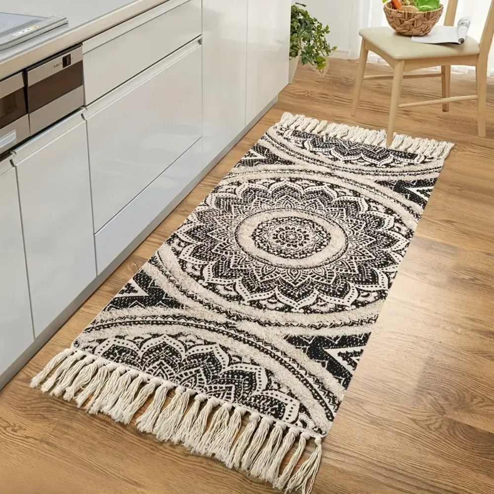 Tappeto Bohemien Nero e Crema - Comfort ed Eleganza