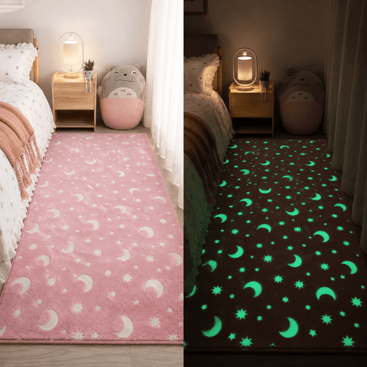 Tappeto per bambini luminoso - Motivo Luna e Stelle, Morbido e Confortevole