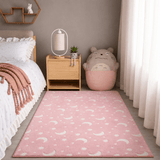 Tapis Enfant Lumineux - Motif Lune et Étoiles, Doux et Confortable