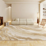 Tapis Salon Marbré Beige Antidérapant - Élégance Japonaise