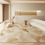 Tapis Salon Marbré Beige Antidérapant - Élégance Japonaise