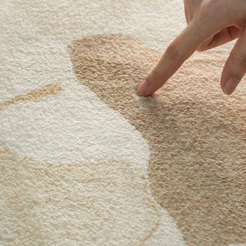 Tapis Salon Marbré Beige Antidérapant - Élégance Japonaise