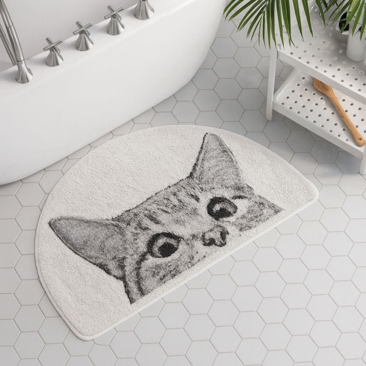 Tapis de Bain Antidérapant Kitty Espion - Doux et Amusant