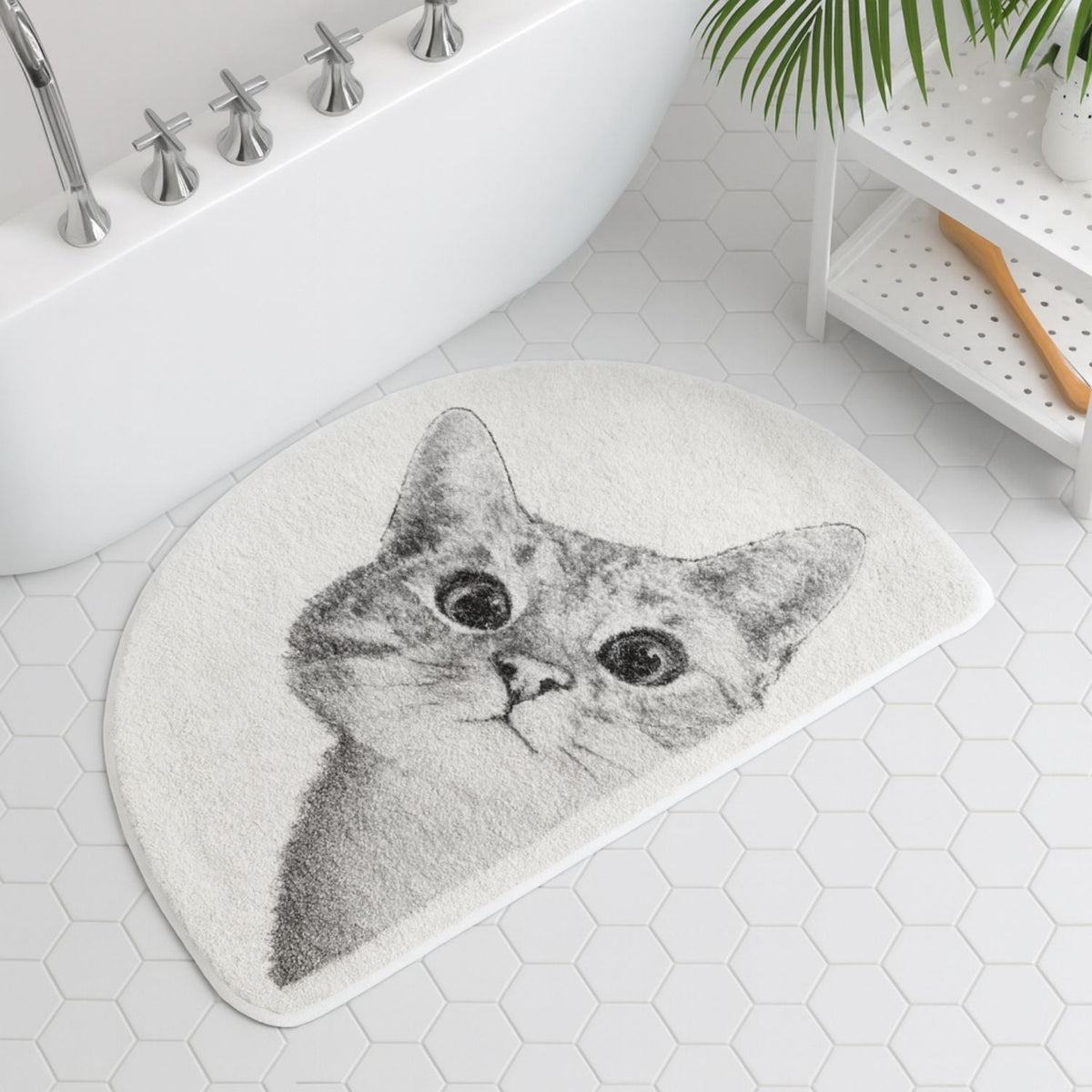 Tapis de Bain Antidérapant Kitty Espion - Doux et Amusant