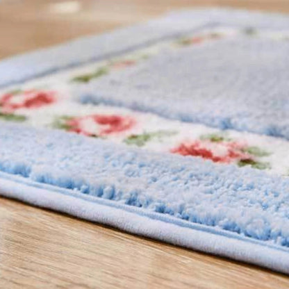 Tapis de Bain Ovale Floral Antidérapant en Microfibre Douce