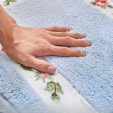 Tappeto da Bagno Ovale Floreale Antiscivolo in Morbida Microfibra