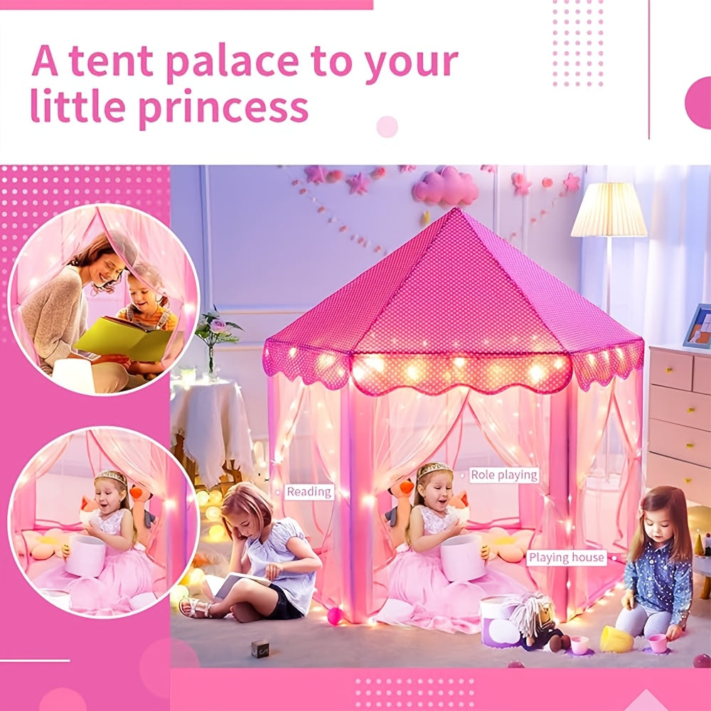 Tenda da Gioco Pieghevole per Principesse con Luci a Stella per Bambini