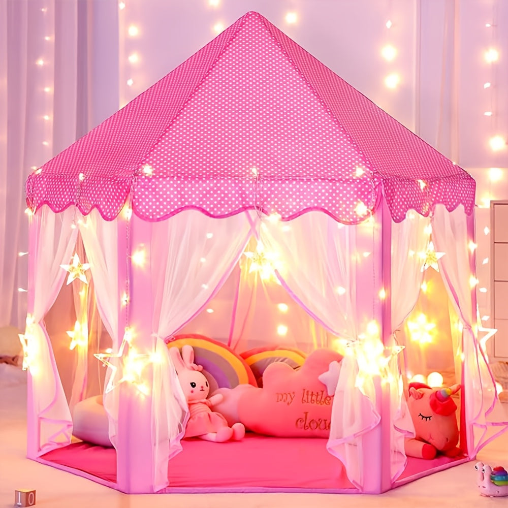Tenda da Gioco Pieghevole per Principesse con Luci a Stella per Bambini