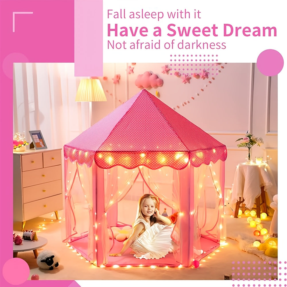 Tenda da Gioco Pieghevole per Principesse con Luci a Stella per Bambini