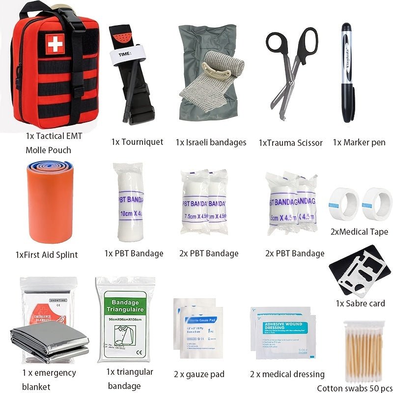 Kit di Pronto Soccorso Completo con Laccio Emostatico - Set di Primo Soccorso Essenziale per Avventure