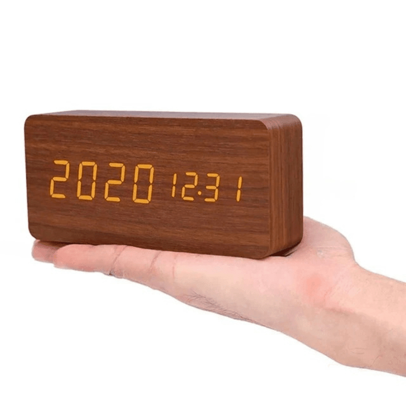 WoodSense Horloge LED Brun Barrette