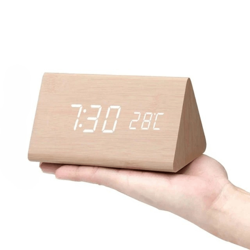 WoodSense Horloge LED Bois naturel Triangulaire