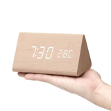 WoodSense Horloge LED Bois naturel Triangulaire