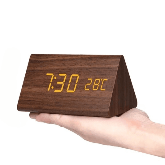 WoodSense Horloge LED Brun Triangulaire