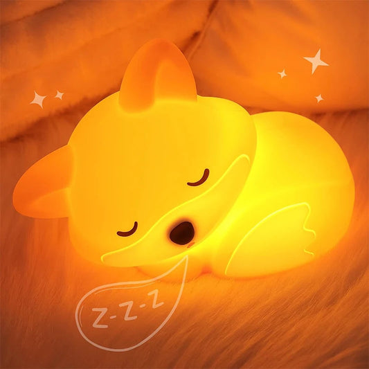 Luce Notturna per Bambini Volpe Personalizzata in Silicone Dimmerabile - LumiFuchs