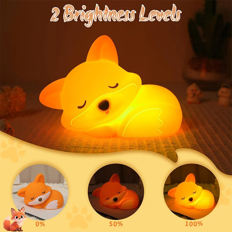 Luce Notturna per Bambini Volpe Personalizzata in Silicone Dimmerabile - LumiFuchs