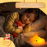 Luce Notturna per Bambini Volpe Personalizzata in Silicone Dimmerabile - LumiFuchs