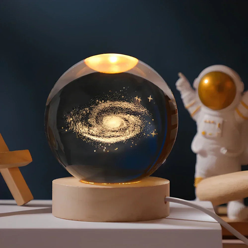 Veilleuse Bébé LED Sphère de Cristal 3D - Ambiance de Nuit Apaisante