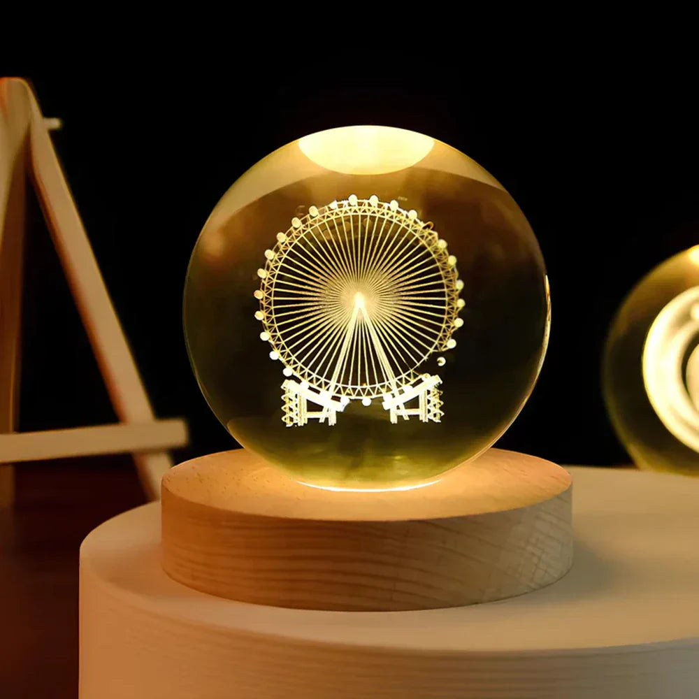 Veilleuse Bébé LED Sphère de Cristal 3D - Ambiance de Nuit Apaisante