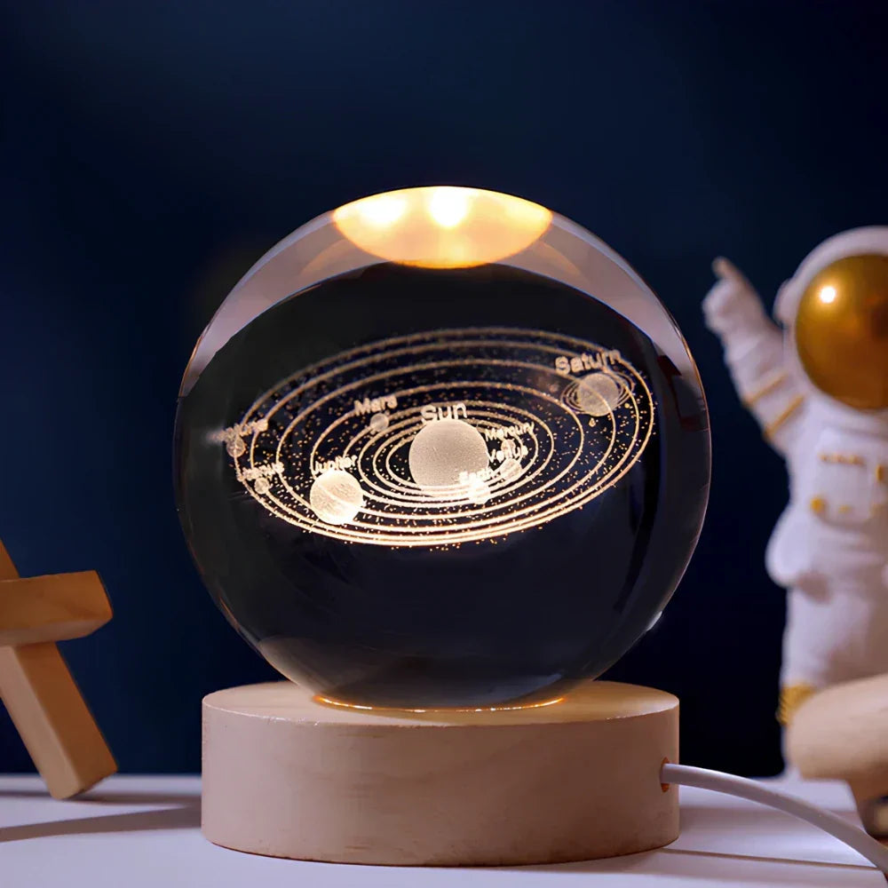 Veilleuse Bébé LED Sphère de Cristal 3D - Ambiance de Nuit Apaisante