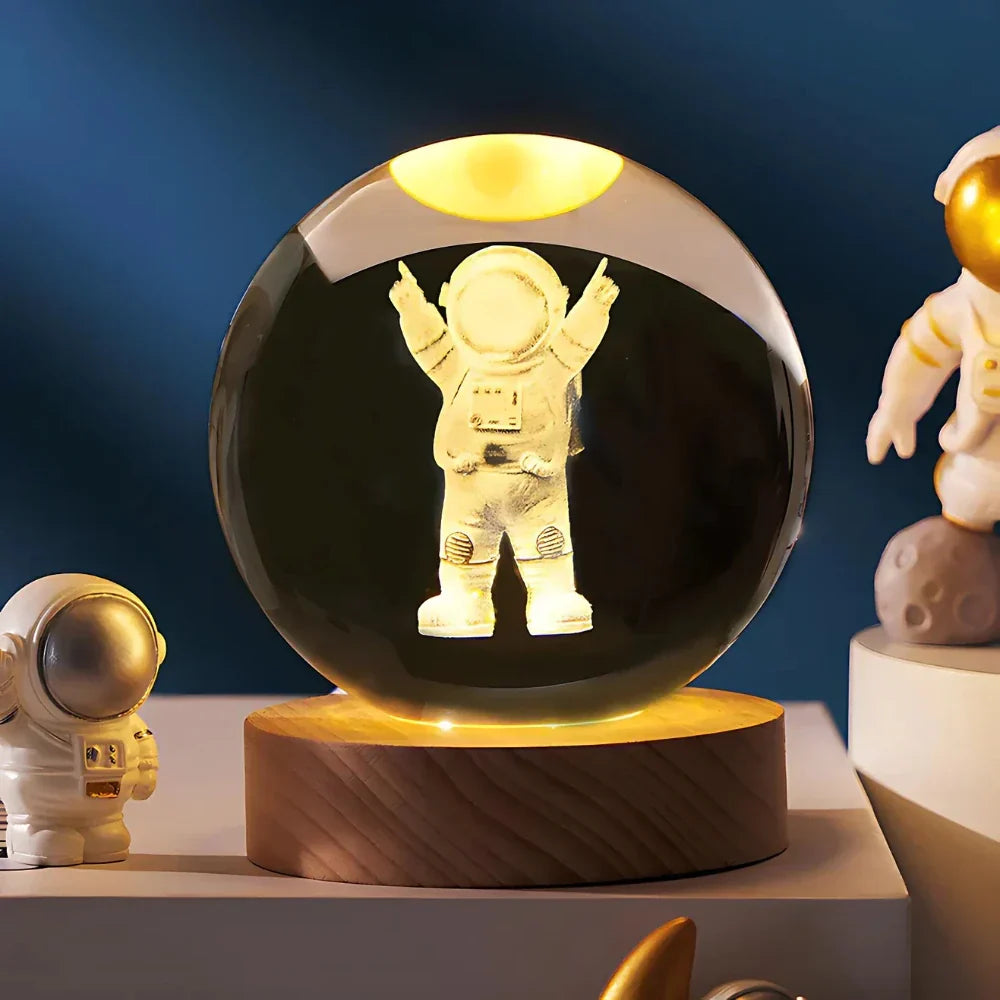 Veilleuse Bébé LED Sphère de Cristal 3D - Ambiance de Nuit Apaisante