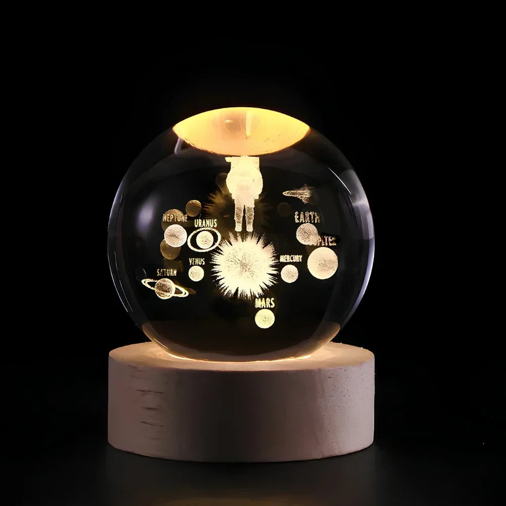 Veilleuse Bébé LED Sphère de Cristal 3D - Ambiance de Nuit Apaisante