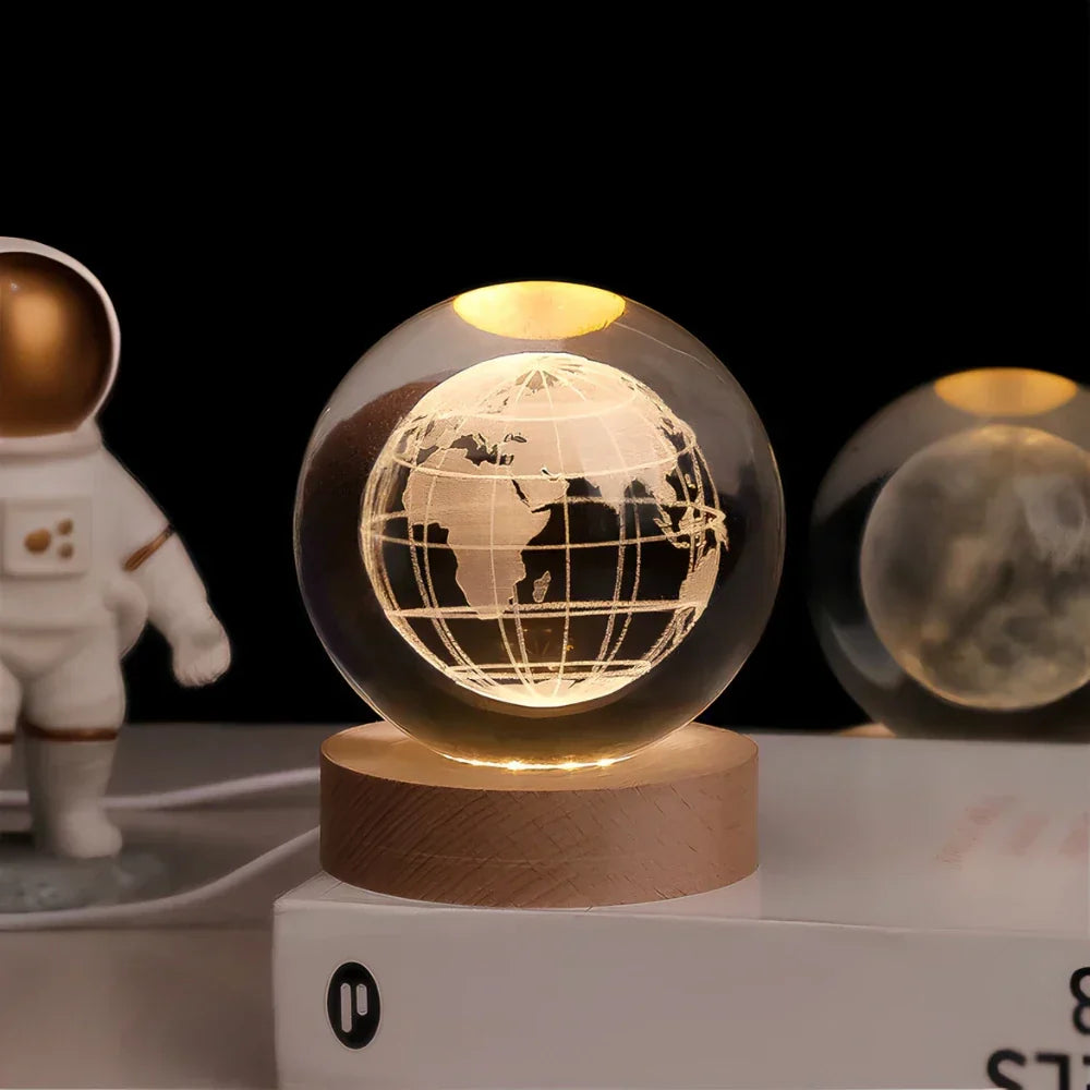 Veilleuse Bébé LED Sphère de Cristal 3D - Ambiance de Nuit Apaisante