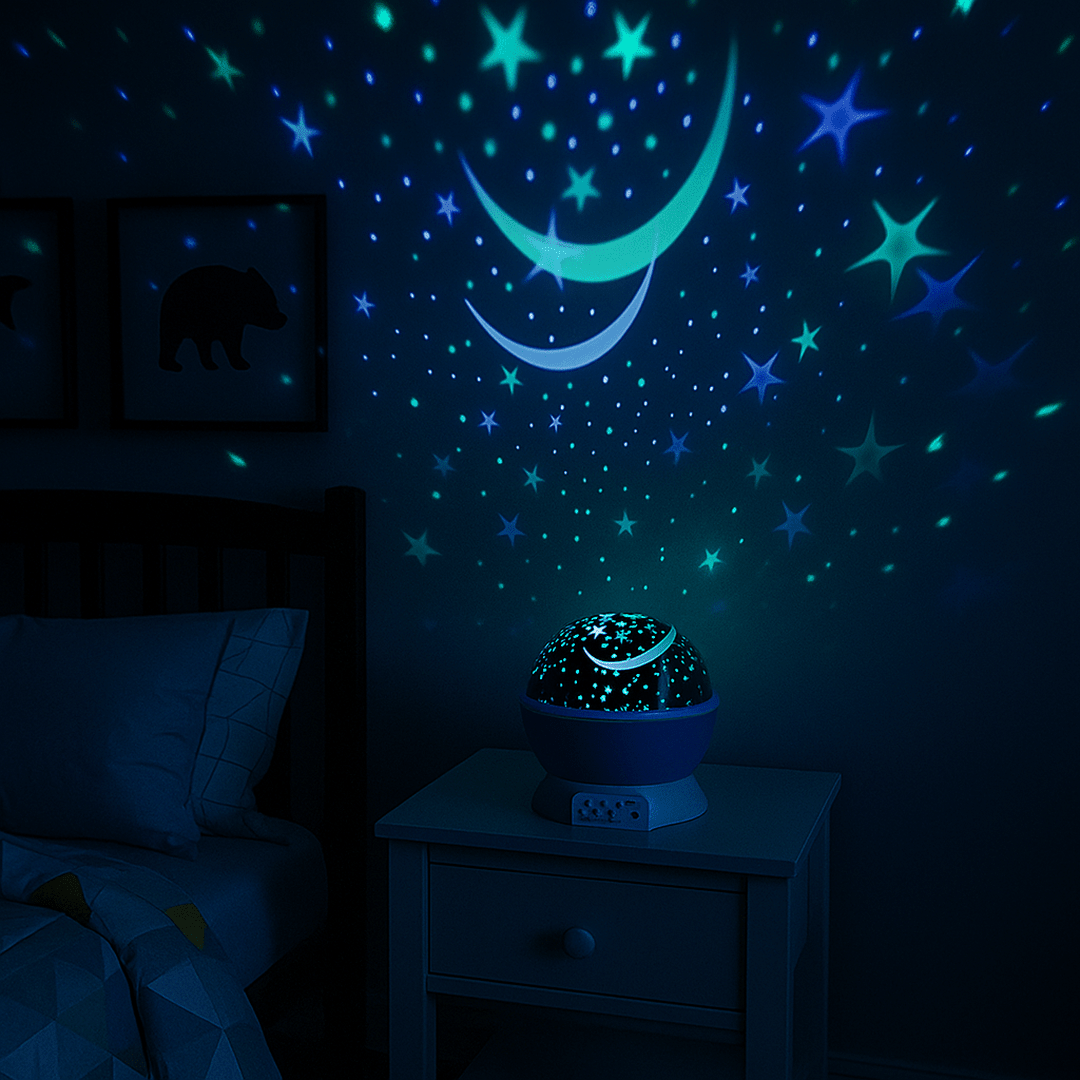 Luce Notturna per Neonati Proiettore di Stelle LED con Musica e Atmosfera Rilassante