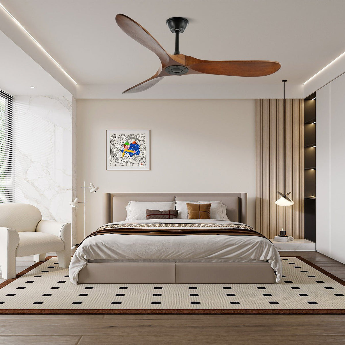 Ventilatore Aviona in Legno con Telecomando - 6 Velocità