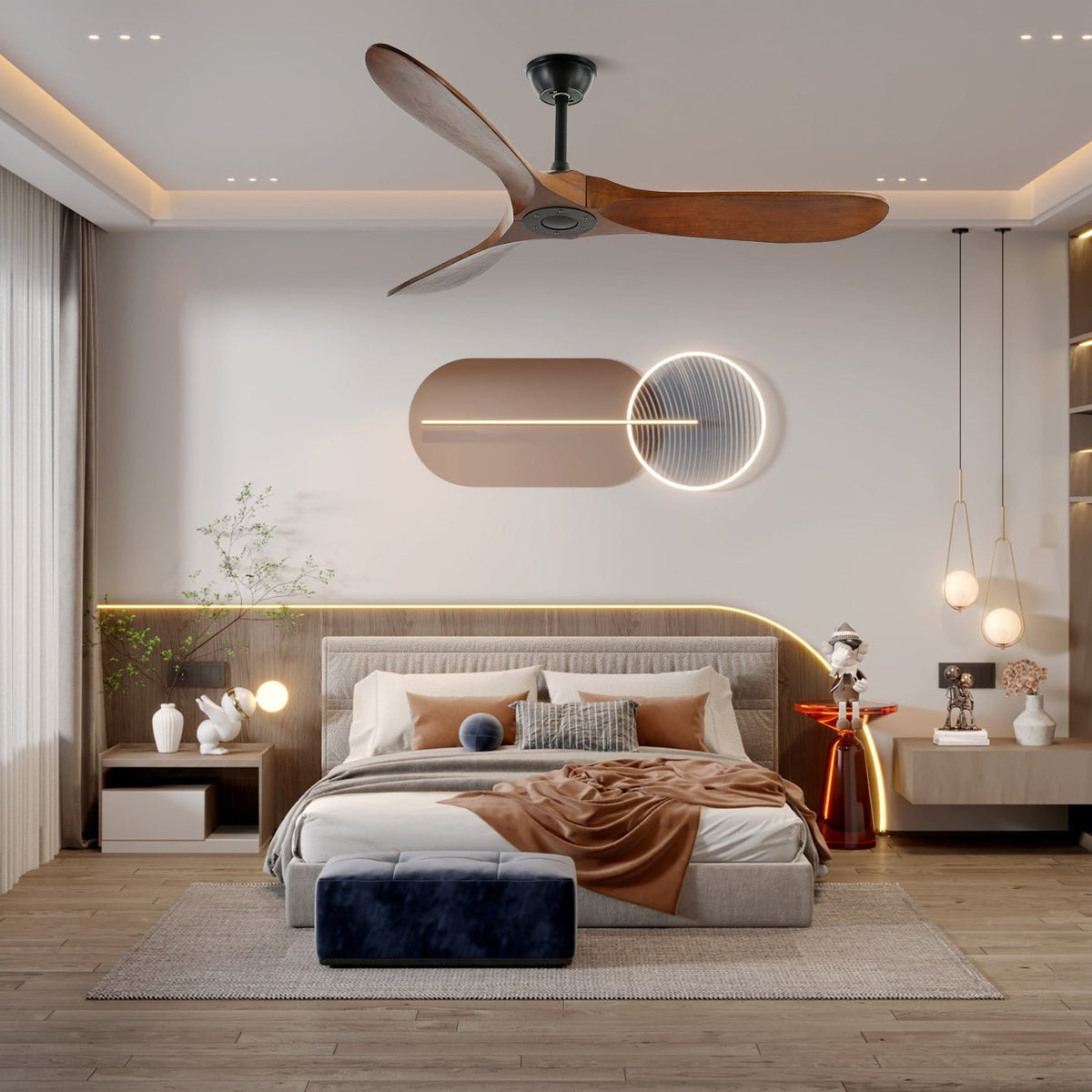Ventilatore Aviona in Legno con Telecomando - 6 Velocità