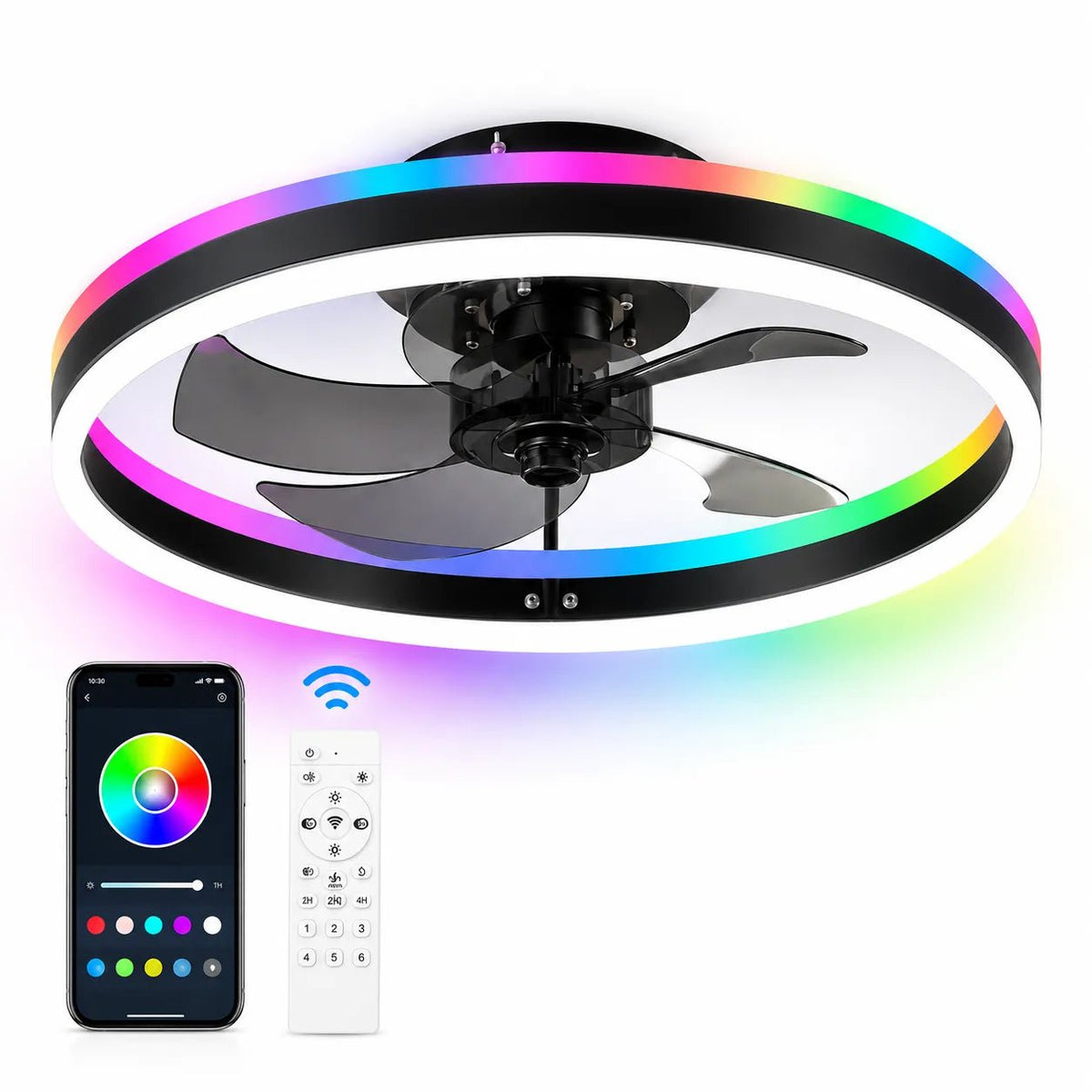 Ventilatore da soffitto a LED Ventorya - RGB Dimmerabile 50CM con Telecomando