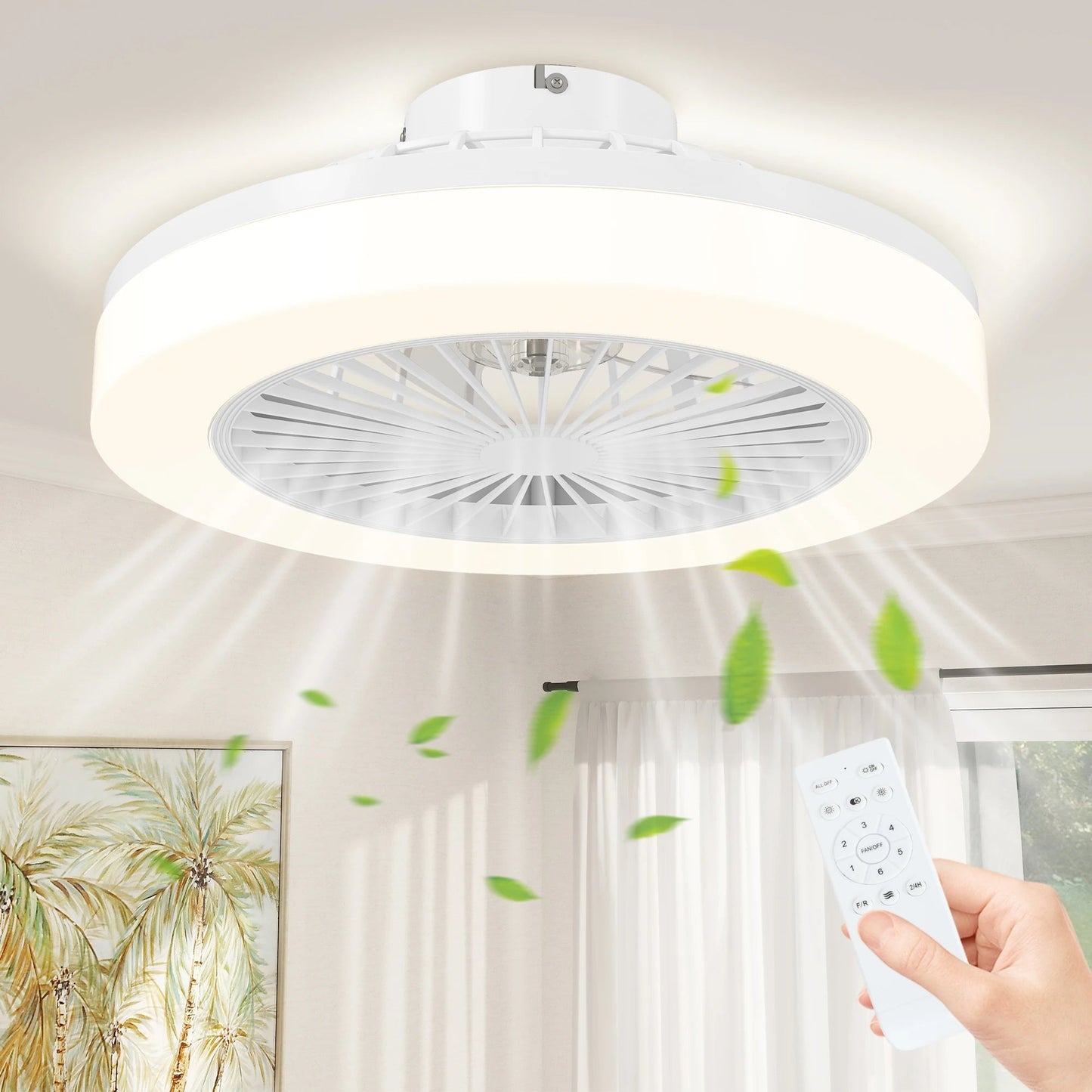 Ventilateur Plafond Silencieux LED avec Télécommande - 6 Vitesses