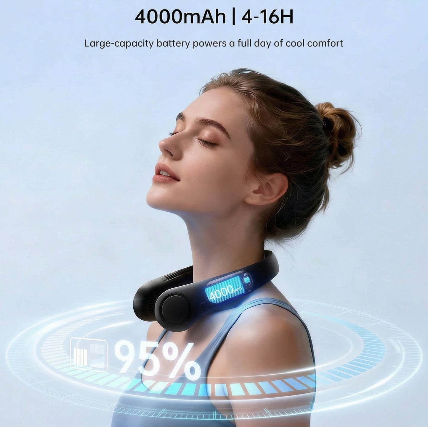 Ventilateur Portable Rechargeable - 5 Vitesses, Silencieux, Mains Libres 3